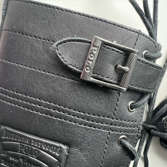 Polo Ralph Lauren Mens Ranger Boot combat bikercore leather black Radbourne 7. - Picture 6 of 13